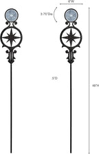 Touch of Class Pathways Reflective Driveway Marker Stake Set of Two for Outdoor Use | Compass Star Emblem Design | Personalized Tall Reflector Set of 2 | Black Durable Finish