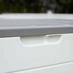 100 Gallon Plus Resin Deck Box, Waterproof Outdoor Storage Bin for Patio Furniture, Pool Accessories, and Garden Tools, Lockable & UV-Resistant, White
