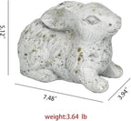 Garden Rabbit Statue Cement Bunny Decor Easter Bunny Figurines for Home Outdoor Garden Statues Cement Sculpture for Yard Patio Lawn Ornament, White