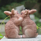 Garden Statues Bunny Decor Resin Dance Rabbit Figurine Cute Fairy Garden Decor Outdoor Statues for Patio Yard Porch Balcony Gifts for Women Mom Grandma Brown