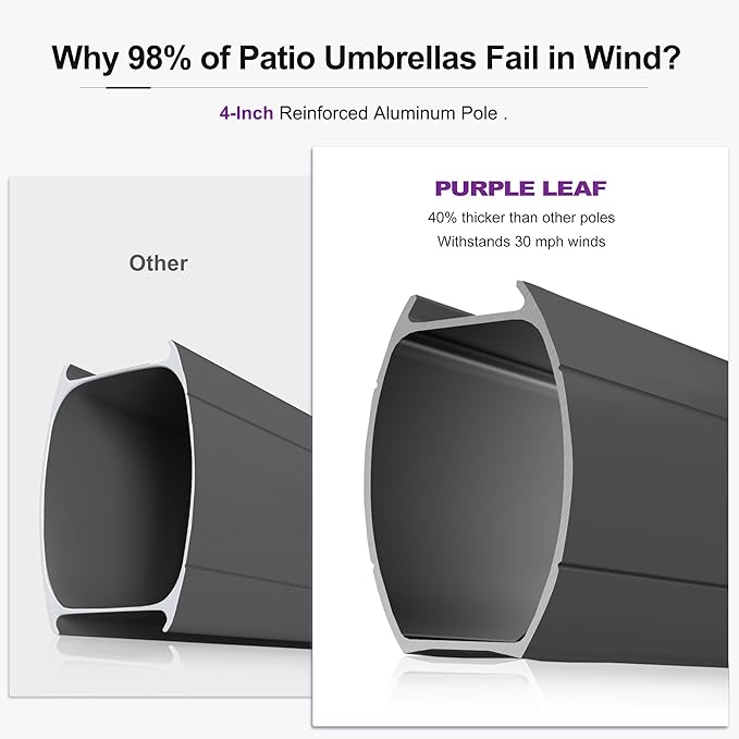 PURPLE LEAF 9' X 12' Cantilever Outdoor Umbrellas Large Patio Umbrella Hanging Double Top Rectangle Offset Umbrella with 360°Rotation Tilting Umbrella Outdoor Patio, Taupe