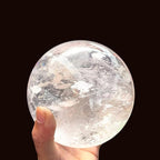 Natural Clear Quartz Crystal Ball,White Crystal Sphere Healing Crystal Ball with Stand Home Decor Prosperous Love Invite Wealth + Pedestal (700g)…