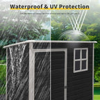 5x3 FT Resin Outdoor Storage Shed with Floor, Waterproof Heavy-Duty Plastic Garden Sheds w/Window and Lockable Door, Outside Tool Shed for Backyard, Patio, Lawn, Bike, Toys, Black
