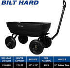 BILT HARD 1200 lbs 7 Cu Ft Poly Garden Dump Cart with 2-in-1 Convertible Handle, No Flat Tires, Quick Release, Dump Wagon Heavy Duty for Yard, Outdoor