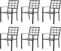 Outdoor Dining Chairs Set of 6, Aluminum Frame Stackable Patio Dining Chairs with Armrest, Wrought Iron Patio Bistro Chairs for Lawn, Backyard, Garden, Porch