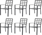Outdoor Dining Chairs Set of 6, Aluminum Frame Stackable Patio Dining Chairs with Armrest, Wrought Iron Patio Bistro Chairs for Lawn, Backyard, Garden, Porch