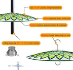 13" Glass Rain Cover for Bird Feeder Outdoors - Baffle on Shepherd Pole/Post or S Hook Hanging - Large Weather Guard Protective Dome - Dia. 33CM - Peacock Feather