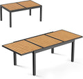 ZANDOR Expandable Patio Dining Table for 4-8 People, Aluminum Outdoor Square Table(55"-82.7") with Safety Lock,Adjustable Height-Wood Grain for Backyard,Garden,Porch, Yard,Poolside,Grey