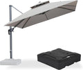 PURPLE LEAF Cantilever Umbrella with Base Included Outdoor Double Top Deluxe 10 Feet Square Patio Offset Hanging Square Umbrella for Garden Patio Deck Pool Cast Ash
