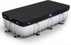 12x21 Ft Rectangular Pool Cover with Reflective Strips for Above Ground Pool, 420D Swimming Pool Cover for Rectangular or Oval Frame Pools, Solar Cover with Drawstring and Ground Nails