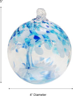 Dale Tiffany Hand Blown Glass, 4" Diameter Aqua, Tree of Life Collection, Witch Globe Hanging Garden Indoor/Outdoor Decorative Ornament Gazing Ball
