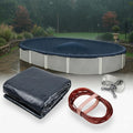 Premium Winter Pool Cover for Above Ground Oval Pool, 10' x 15' Ft., Aboveground Pools Winter Cover, Includes W & Cable, Strength & Durability, UV Protection, Solid Blue