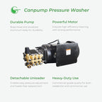 Canpump Electric Pressure Washer 1500 PSI, 5 GPM – Triplex Power Washer Pump, 5 HP Motor 240 V – Includes Wall Mount Bracket, Wireless Control TSS, Spray Gun, Wand, 30-Ft Hose, 5 Nozzles