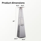 LAUSAINT HOME Pyramid Patio Heater, 48,000 BTU Outdoor Patio Heaters for Outdoor Use, Upgraded 87" Quartz Glass Tube Propane Heater for Deck Backyard Commercial, Tip-Over Protection, Cover & Wheels