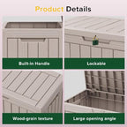 TARKARI 45 Gallon Lockable Resin Deck Box, Waterproof & UV-Resistant Outdoor Storage Box for Outdoor Cushion Storage, Garden Tools & Pool Accessories Storage, Gray