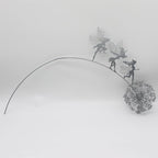 Flower Fairy Dancing with Dandelion Garden Art Sculpture Stainless Steel Statue Christmas Halloween Decoration for Outdoor Yard Courtyard Lawn Patio Metal Ornaments (Three Persons)