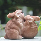 Garden Statues Bunny Decor Resin Hug Rabbit Figurine Cute Fairy Garden Decor Outdoor Statues for Patio Yard Porch Balcony Gifts for Women Mom Grandma Brown