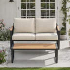 Outdoor Furniture Set, Patio Loveseat and Coffee Table, Outdoor Conversation Chair Sets for Balcony Backyard Park Garden, Beige