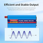1100 Watt Pure Sine Wave Inverter, Solar Power Inverter, 12V DC to 110V AC Converter for RV, Home, Truck, Coffee Maker, Washer, TV, Fridge, Solar Power Pack with 2 AC Outlets and LCD Display
