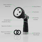 RESTMO 2-IN-1 Garden Hose Nozzle, Heavy Duty Metal Water Hose Nozzle with 4 Spray Patterns, Magic Twist and Thumb Flow Control, Ideal for Watering Plants & Lawns, Washing Cars & Pets, Black