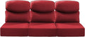 Luxury 24x24x6 Inch Smile Outdoor Sofa Cushions Set of 3 - Memory Foam Deep Seat Patio Furniture Pillows for Wicker Rocker Dining Chair Loveseat 3-Seater L-Shape Sectional Sofa - Red