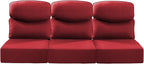 Luxury 24x24x6 Inch Smile Outdoor Sofa Cushions Set of 3 - Memory Foam Deep Seat Patio Furniture Pillows for Wicker Rocker Dining Chair Loveseat 3-Seater L-Shape Sectional Sofa - Red