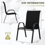 UDPATIO Patio Chairs Set of 2, Stackable Outdoor Dining Chairs with High Back, Breathable Textilene Outdoor Chair All Weather, 350LBS Capacity for Garden, Backyard (Black)