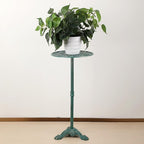 OwnMy Cast Iron Tall Plant Stand Heavy Duty Flower Pot Holder, Decorative Pedestal Potted Plant Rack, Indoor Outdoor Wrought Iron Large Single Plant Stand for Patio Garden Home, Antique Green