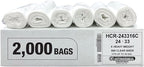 Aluf Plastics High Density Trash Bags, 12-16 Gallon, 2000 Count, 16 Micron (eq), 24" x 33", Clear, For Bathroom, Office, Industrial, Commercial, Janitorial, Municipal, & Recycling