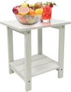 Outdoor Side Table, Weather Resistant Double Small Adirondack Side Table, Outdoor Indoor End Table for Chair, 17" Patio Table for Pool, Deck and Porch, Black (Item2, White)