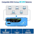 SUNGOLDPOWER 3000W DC 24V Peak 9000W Inverter Charger Pure Sine Wave, AC 120V with 40A Battery AC Charger LCD Display,Low Frequency Inverter, for Home RV Camper