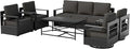 6 PCS Aluminum Patio Conversation Set - 3-Seater Sofa, 2 Swivel Chair, 2 Fixed Chair, 1 Metal Table with 6" Thick Water-insistant Cushions, All-Weather Use Removable Cover (Grey)