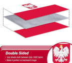 Poland Ensign Polish Flag 3x5 ft Outdoor, Double Sided 3 Ply Heavy Duty National Flag 100% Quality Polyester Polish Eagle Banner with Brass Grommets 4 Rows Stitches