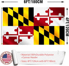 Maryland States Flag 4x6 Outdoor Made in USA - Double Sided Heavy Duty Vivid Color Maryland MD Flags with 2 Brass Grommet