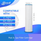 PCC105-PAK4 Swimming Pool Replacement Filter Cartridge Replaces for Unicel C-7471 105Sq.ft 817-0106 R173576 817-0106 Filbur FC-1977 FC-6470 CCP420 Darlly 71053 4Pack
