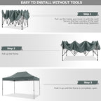 COBIZI 10x15 Pop Up Canopy with 4 Sidewall,Heavy Duty Canopy UPF 50+ All Season Wind Waterproof Commercial Outdoor Wedding Party Tents for Parties Gazebo with Carry Bag(10 x 15 ft Gray)