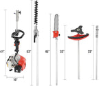 Gas Weed Eater, 52cc 2 Stroke Weed Wacker 6 in 1 Lawn Mover Include String Trimmer Brush Cutter Pole Saw Hedge Trimmer for Yard Garden Care 9500rpm 3000r/min Engine Speed 120cc Oil Tank Orange