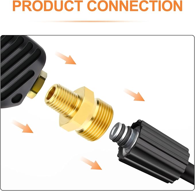 GASHER 5Pcs Brass M22 Pressure Washer Fitting,M22-14mm Male x 1/4"NPT Male Thread Fittings,For Pressure Washer Hose