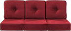 Luxury 22x24/22x25 6-Inch Patio Chair Cushions Set of 3 - Memory Foam Deep Seat Water Repellent Patio Cushion for Lawn Dining Rocking Swivel Chairs Loveseat 3-Seater Sectional Sofa - Red