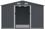 Outdoor Storage Shed 8 x 10 FT Large Metal Tool Sheds, Heavy Duty Storage House with Sliding Doors with Air Vent for Backyard Patio Lawn to Store Bikes, Tools, Lawnmowers Grey