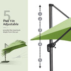 PURPLE LEAF 10' X 13' Square Cantilever Umbrella Patio Umbrella with Base Outdoor Umbrella Aluminum Offset with 360-degree Rotation for Garden Deck Pool Patio Apple Green