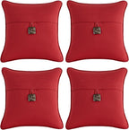 Outdoor Sunbrella Decorative Pillows with Coconut Button Pack of 4, 18" x 18" Outdoor Pillow Set for Couch Bed Throw Patio Sofa, Canvas Jockey Red
