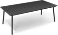 Outdoor Dining Table for 6-8, 82.7 inch Patio Dining Table with Wooden-Like Top and Aluminum Frame, Rectangular Table with Umbrella Hole Outdoor Furniture, Only Table, Black