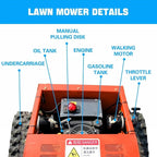 Gasoline Powered Remote Control Lawn Mowerwith Snow Plow, 9HP Crawler Mower with 600m Range for Steep Hills and Orchards (Orange)