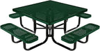 COATEDOUTDOORFURNITURE Heavy-Duty Portable Outdoor Kids Table with Umbrella Hole, Punched Steel Kids Picnic Table, Commercial-Grade, Made in America (46 in, Square, Childrens, Green)