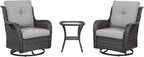 HUMMUH Outdoor Patio Furniture 6 Pieces Furniture Set Wicker Outdoor Sectional Couch with Patio Swivel Glider Chairs,Side Table,Ottomans for Patio