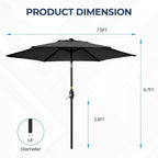 SUNVIVI OUTDOOR Outdoor Patio Umbrella, Patio Umbrella, Market Umbrella, Large Outdoor Umbrella, Metal Pole Umbrella with Push Button Tilt and Crank, Polyester Canopy