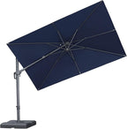 PURPLE LEAF 10' X 6.5' Left-right Tilting Outdoor Patio Umbrella Swivel Offset Cantilever Heavy Duty Rectangle Aluminum Umbrella with UV Resistant for Deck Pool Patio Backyard, Ocean Slate