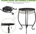 15" Tall Metal Plant Stand, 8" Wide Round Plant Stand for Flower Pot Rustproof Iron Plant Holder for Indoor Outdoor Use, Easy Assemble Flower Stand for Home Garden Display Greenery (Round 2pcs)