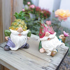 Purple Star Mini Gnome Fairy Garden Gnome Miniature Figurines for Fairy Garden Accessories Outdoor Small Resin Gnomes Statue Decor for Plant Pots Decorations Red